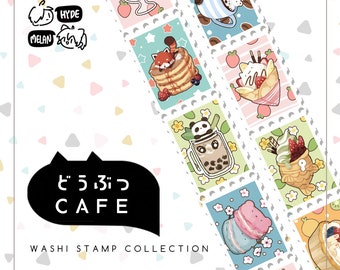Doubutsu Cafe (Stamp) Japanese Washi Tape 2.5cm x 5m