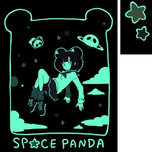 Glow-in-the-Dark Space Panda Tee / Short Sleeve Tshirt image 5