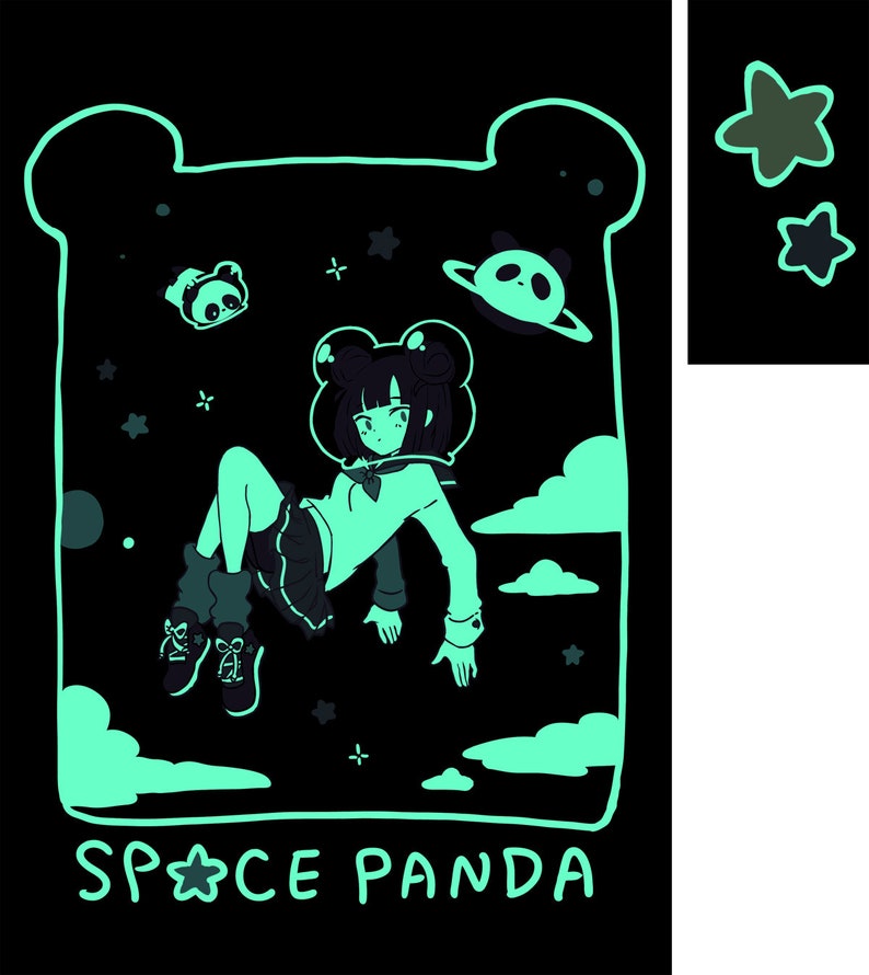 Glow-in-the-Dark Space Panda Tee / Short Sleeve Tshirt image 5
