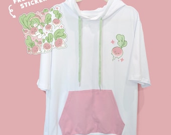 EDIÇÃO LIMITADA I Love Radish - Camiseta com capuz de manga curta