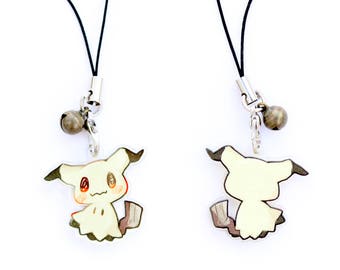 Pokemon Mimikyu 1" Mini Acryl Charm mit Handyband (doppelseitige Vorderseite & Rückseite)