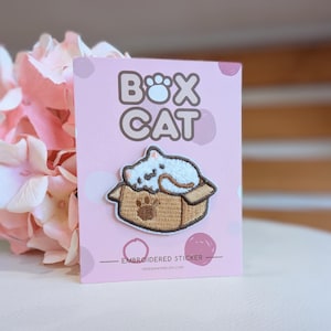 Box Cat - 2in Embroidered Sticker Patch