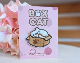 Box Cat - 2in Embroidered Sticker Patch