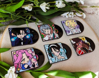 GACHA Alien Stage Vinyl Cover Pins - Deluxe Hard Enamel Pins