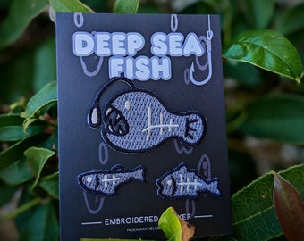 Diepzeevissen - Mini geborduurde sticker-patchset