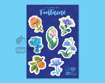 Flora of Fontaine (Genshin Impact) 3x4" Kiss Cut Sticker Sheet