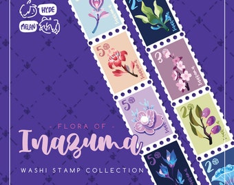 Flora of Inazuma (Stamp) Japanese Washi Tape 2.5cm x 5m