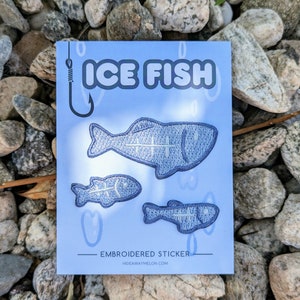 Ice Fishing - Mini Embroidered Sticker Patch Set