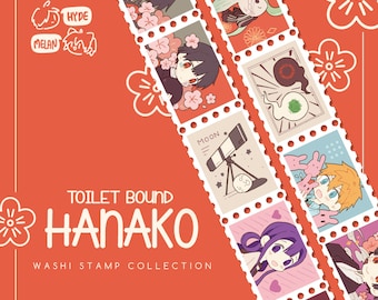 Cinta washi japonesa Hanako-kun (sello) encuadernada en el inodoro 2,5 cm x 5 m