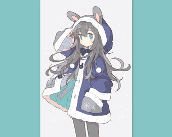Winter Snow Bunny 4x6 Mini Print