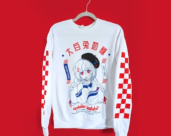 Jersey de cuello redondo de conejo blanco (niña)