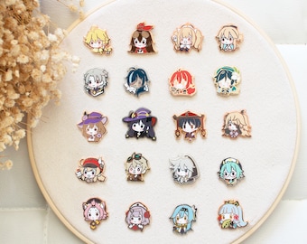 Chibis de fiesta de GACHA Genshin - Pines de esmalte duro (SET A)