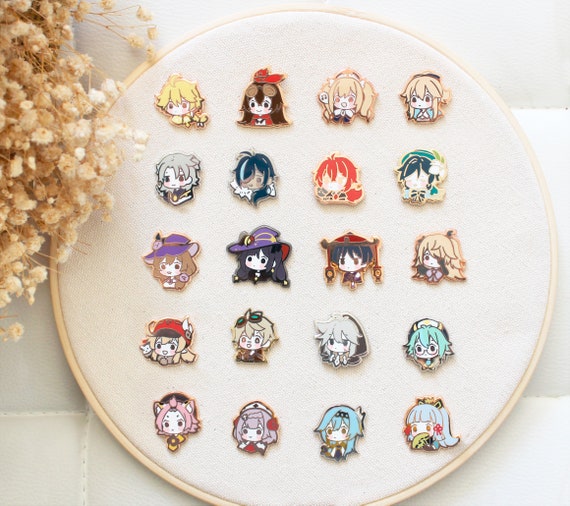 GACHA Genshin Party Chibis Hard Enamel Pins SET A 