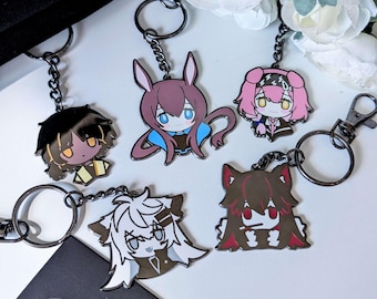 Chibi Arknights Metal Keychains (Amiya, Thorns, Goldenglow, Lappland, Texas) with clasp/keyring