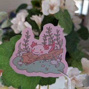 Happy Axolotl - Pegatina de vinilo de alta calidad