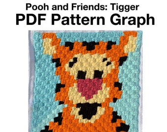 Manta para bebé del oso Pooh y sus amigos - Gráfico de patrón PDF de Tigger