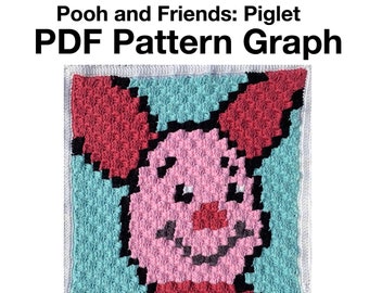 Manta para bebé Pooh Bear and Friends - Piglet PDF Pattern Graph