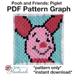 Pooh Bear and Friends Baby Blanket - Piglet PDF Pattern Graph