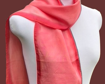 Habotai Rose Watercolor Solid Hand Dyed Silk Scarf