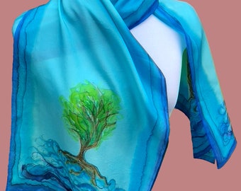 Tree of Living Waters Habotai Silk Scarf