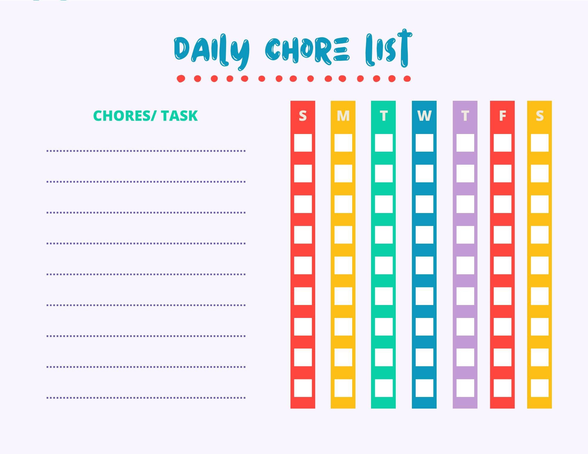 CUSTOM CHORE CHARTS- Digital Downloads - Etsy