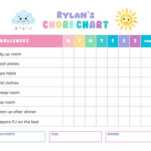 CUSTOM CHORE CHARTS- Digital Downloads