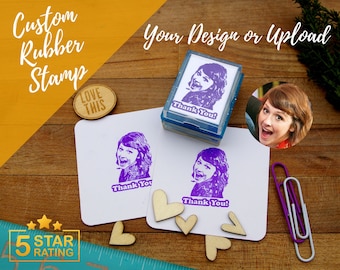 Custom Rubber Stamp, Personalized Stamp, Photo Stamp, Self Ink Stamp, Picture Stamp, Upload Your Design or Image and Customize, Fun Gift