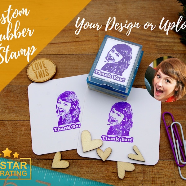 Custom Rubber Stamp, Personalized Stamp, Photo Stamp, Self Ink Stamp, Picture Stamp, Upload Your Design or Image and Customize, Fun Gift