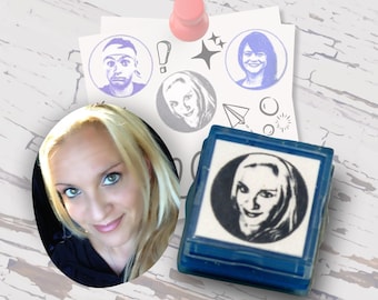 Personalized Rubber Stamp, The Blogger with Falling Hair Design, Self-Inking Your Face Hair Stamps, Rubber Stamps Made From Your Photos