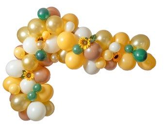 Giant Balloon Garland Kit - Mustard Gold Peach White Giant Balloon Arch -“Sunflower" XL Photo Backdrop, Autumn, Fall, Sunflower Aesthetic