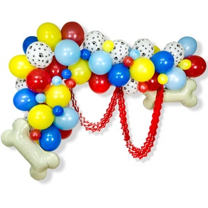 Balloon Garland Kit - Red Blue Yellow Giant Balloon Arch -“Paw Patrol" XL Party Prop, Dog Theme Banner, Dog Bone, Paw Patrol Birthday