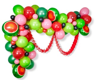 Giant Balloon Garland Kit - Red Green Pink Black Giant Balloons -“Watermelon” XL Party Prop, Summer Baby Shower Balloon Arch Smash Cake Prop