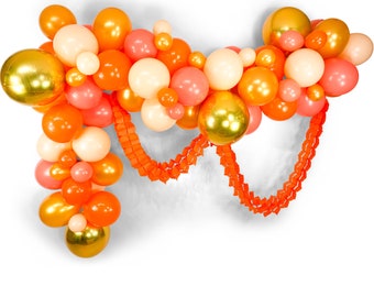 Giant Balloon Garland Kit - Tangerine Peach Coral Gold Giant Balloon Arch -“Tangerine Dream" XL Party Prop, Photo Backdrop