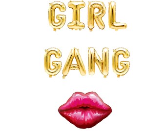 Gold "Girl Gang" Balloon Banner - 16" Letter Balloons - Gold - Bridal Party, Bachelorette Bash, Its a Girl Decor, Sweet 16