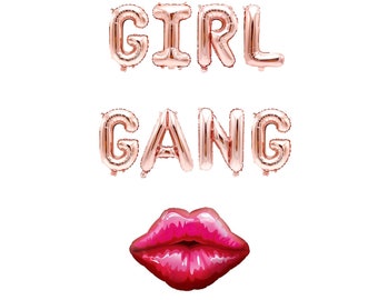Rose Gold "Girl Gang" Balloon Banner - 16" Letter Balloons - Rose Gold - Bridal Party, Bachelorette Bash, Its a Girl Decor, Sweet 16