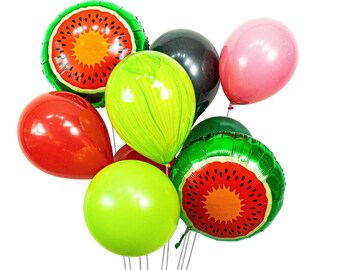 Balloon Cluster - Red Green Pink Giant Balloons -“Watermelon” XL Party Prop, First Birthday, Summer Baby Shower, Smash Cake Prop