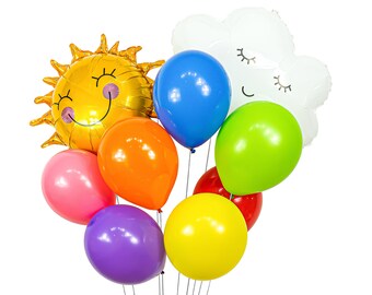 Balloon Cluster - Red Blue Green Purple Pink Giant Balloons -“Rainbow” XL Party Prop, First Birthday, Over the Rainbow, 1st Smash Cake