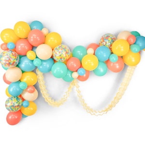 Giant Balloon Garland Kit Peach Mint Teal Coral Mustard Giant Balloon Arch Vintage Summer XL Party Prop, Vintage Balloons image 1