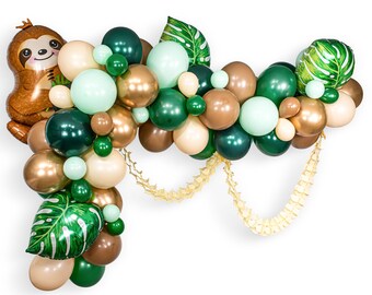 Giant Balloon Garland Kit - Copper Green Brown Nude -“Sloth” Balloon Garland, Sloth Palm Leaf Balloon Garland, Sloth Neutral Balloon Garland