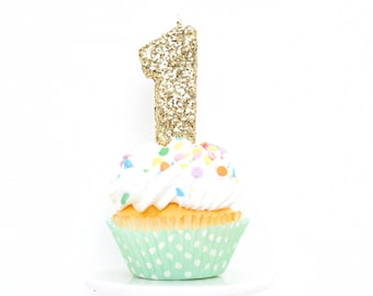 3 "Nummer 1 Glitter Kerze-Gold Grobe Sparkle Kuchen Topper Kerze für Geburtstag Party Cake Gold Glitter Erster Geburtstag Dekor