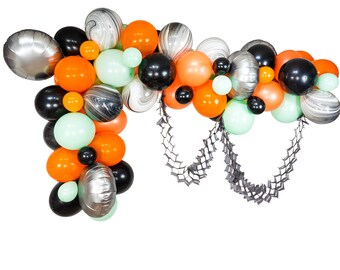 Giant Balloon Garland Kit - Black Orange Silver Mint Giant Balloon Arch -“Hocus Pocus” XL Party Prop, Photo Backdrop, Halloween Decor