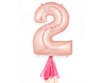 Large 40" Number 2 Balloon - Rose Gold - 40” XL '2' Balloon, Graduation, Birthday Celebration