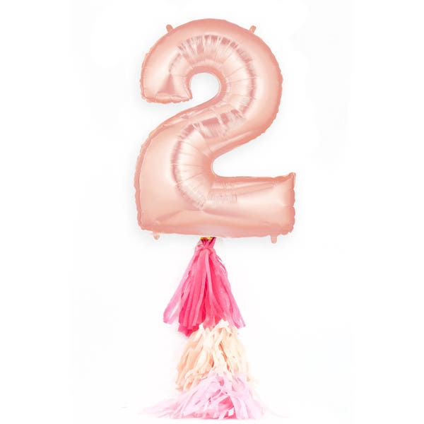 Large 40" Number 2 Balloon - Rose Gold - 40” XL '2' Balloon, Graduation, Birthday Celebration