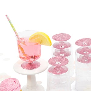 15+ Glitter Cups - Blush Pink Sparkle Disposable Cup- Decorative Drinks, Glittered Plastic Cup, Table Settings, Wedding