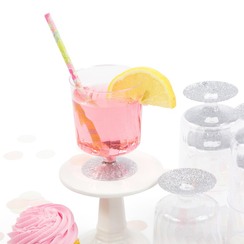 15 Glitter Cups Silver Sparkle Disposable Cup Decorative Etsy