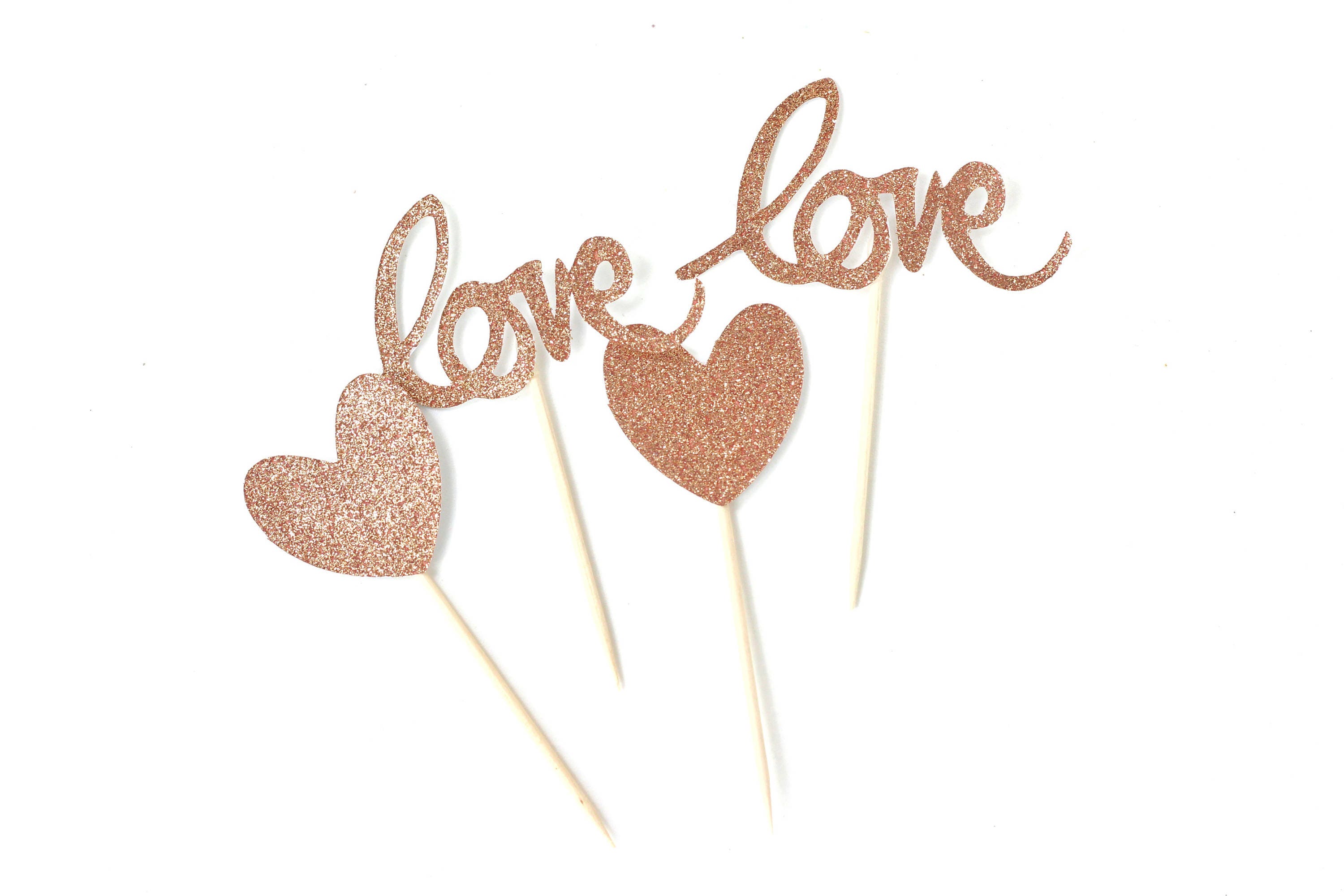 Heart/love Toothpick Toppers Rose Gold Toothpick Topper Etsy