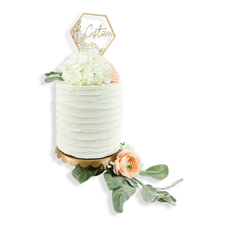 Raw Wood Wedding Cake Topper-Geometric Custom Wedding Topper Custom You Choose Words Script Cactus Succulent Wreath Frame Wood Cake Topper