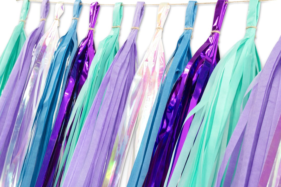 15 Tassel Garland Lavender Teal Mint Iridescent Tassels Etsy