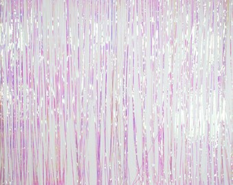 Iridescent Fringe Backdrop - Clear Holographic Clear -  Photo Backdrop, Unicorn, Princess Birthday, Bridal, Baby Shower, Photo