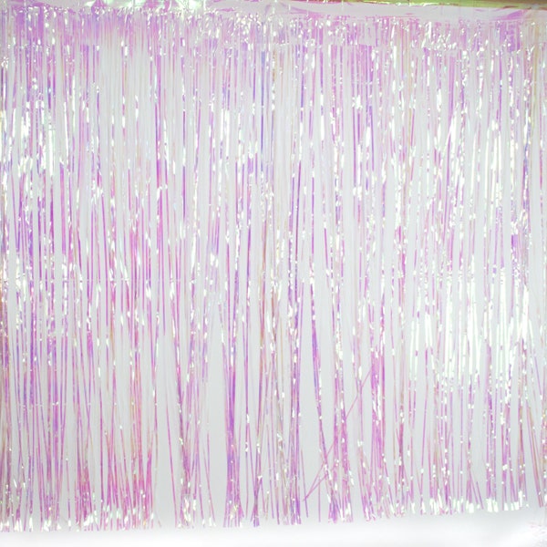 Iridescent Fringe Backdrop - Clear Holographic Clear -  Photo Backdrop, Unicorn, Princess Birthday, Bridal, Baby Shower, Photo